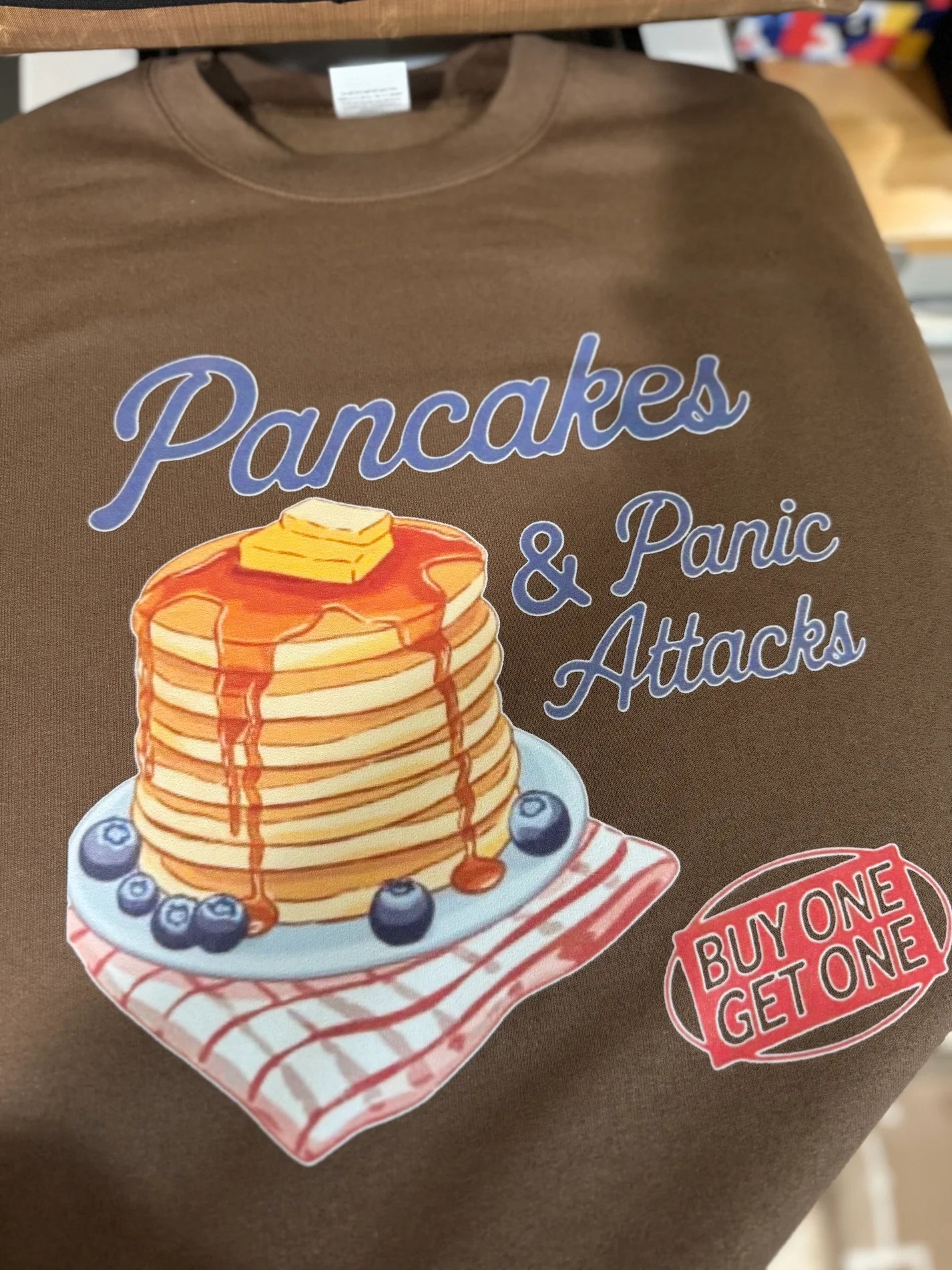 Pancakes & Panic Attacks Brown Tee