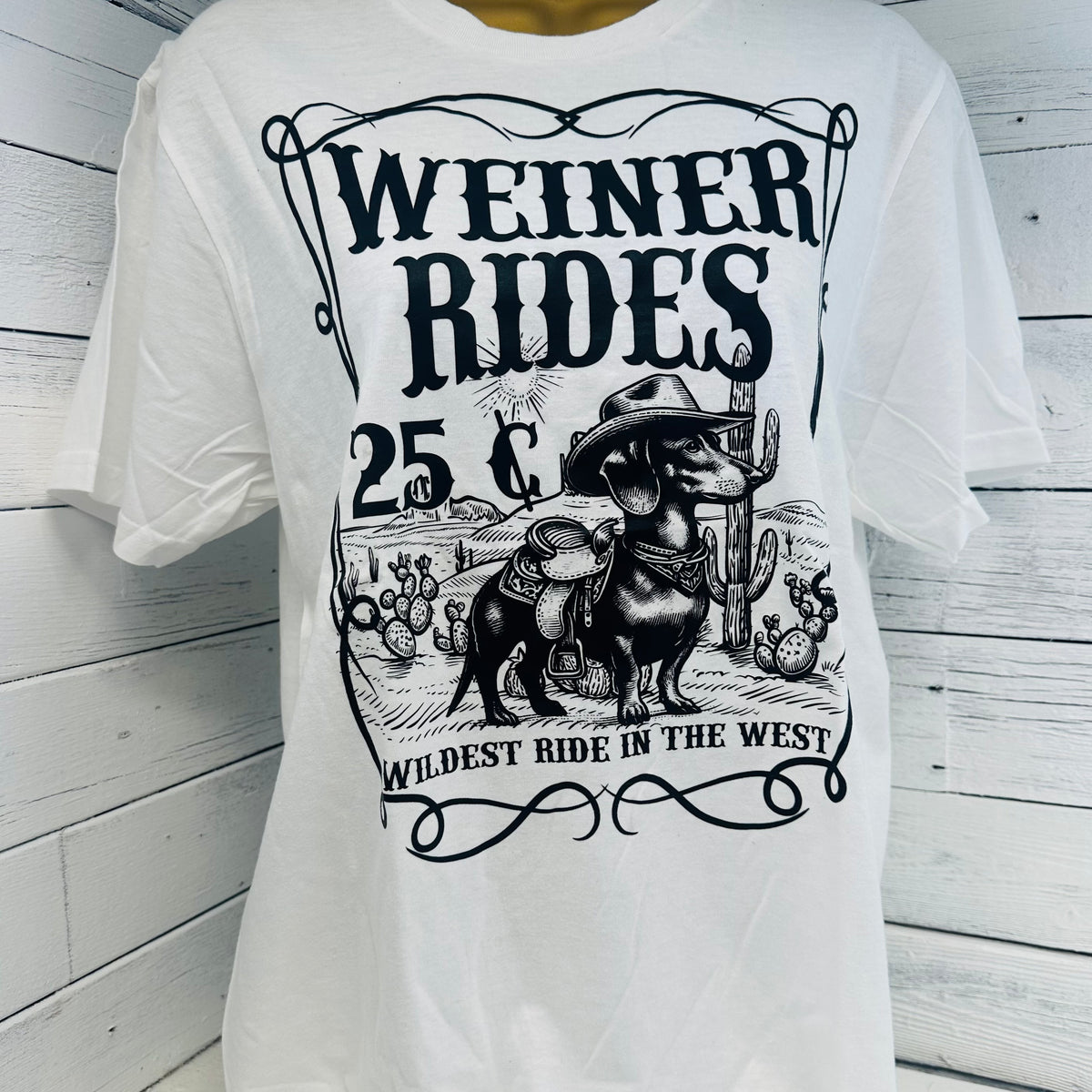Weiner Rides Tee- White