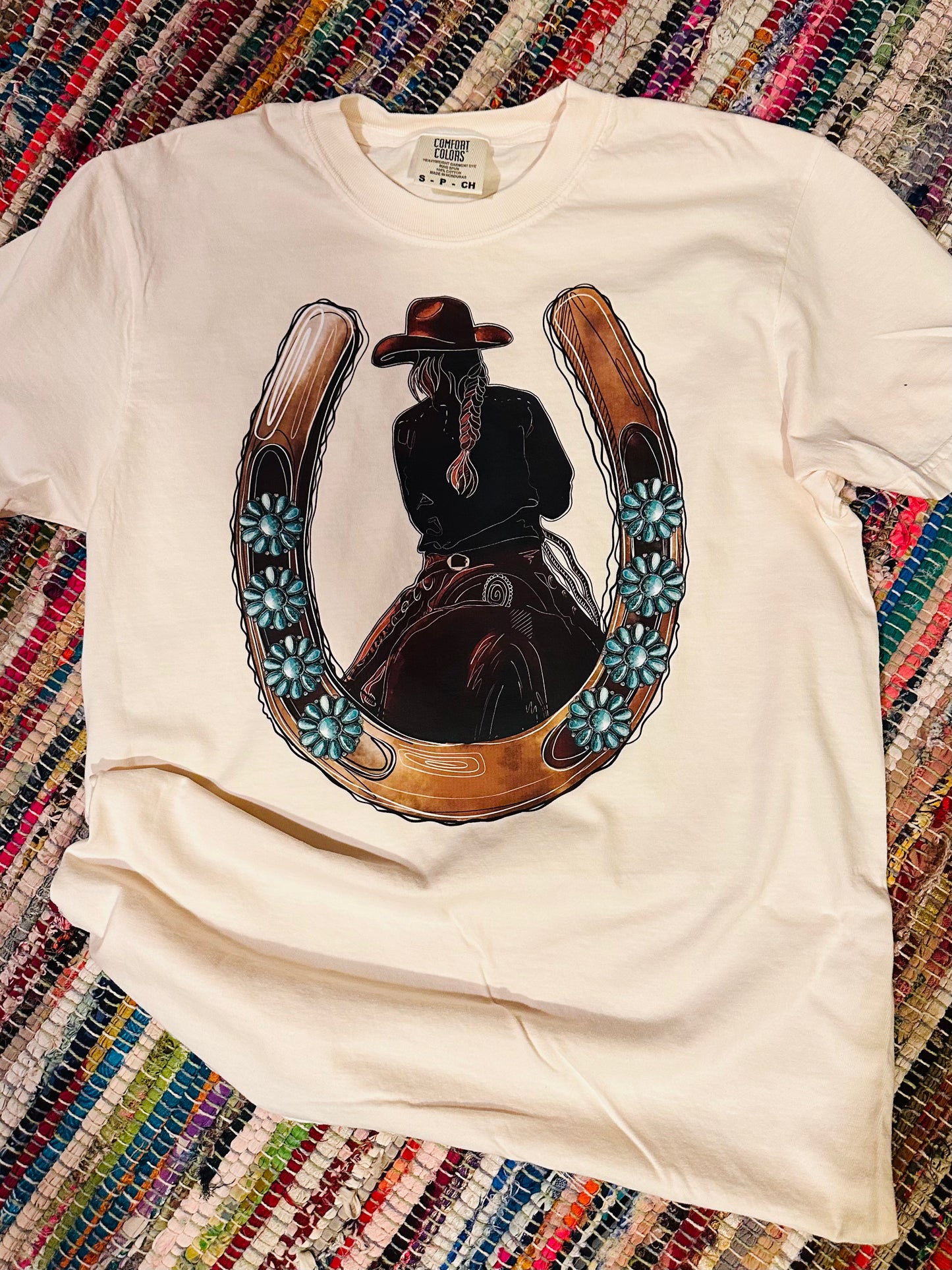 Turquoise Horseshoe & Cowgirl Tee