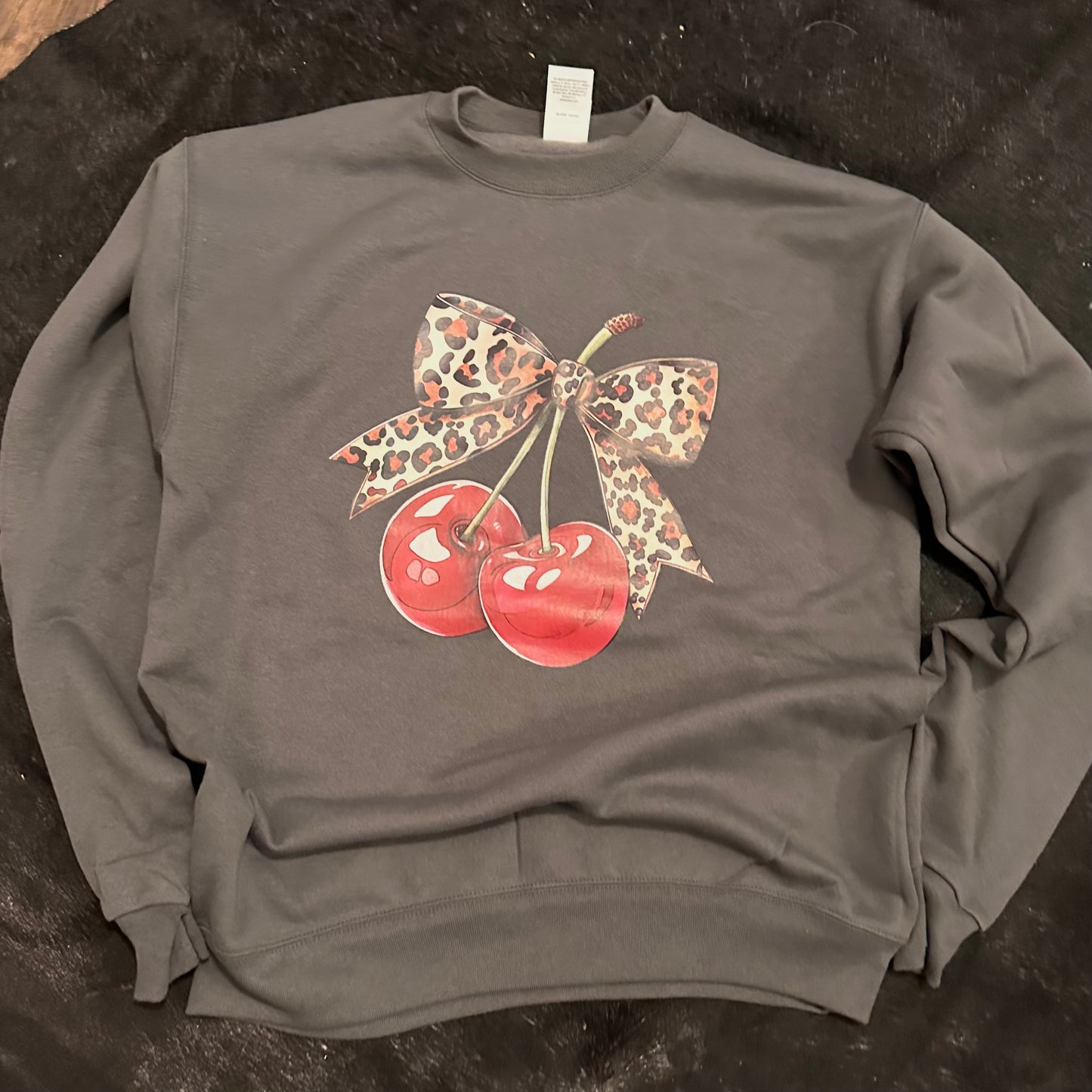 Leopard Bow & Cherries Sweatshirt
