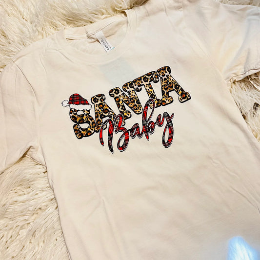 Leopard Santa Baby Tee