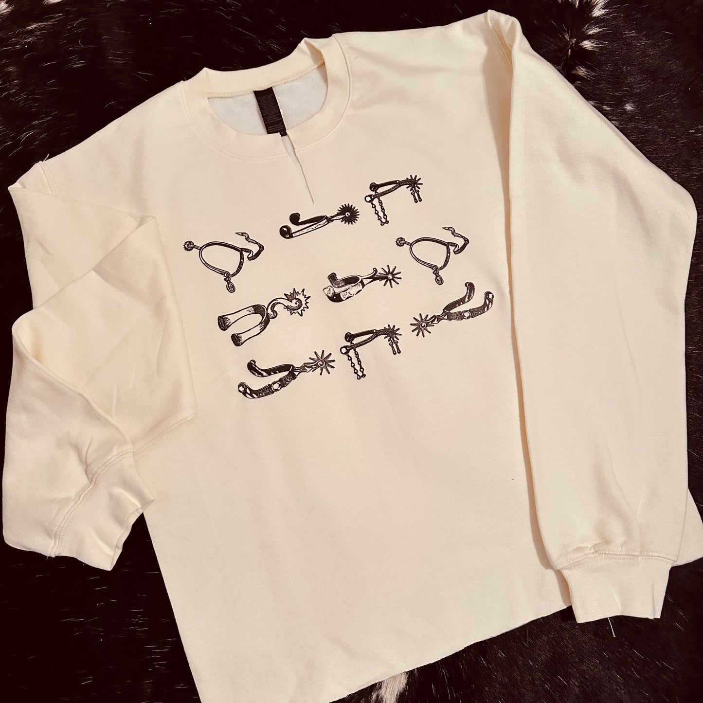 Black Spur Collage Sweatshirt- Off White
