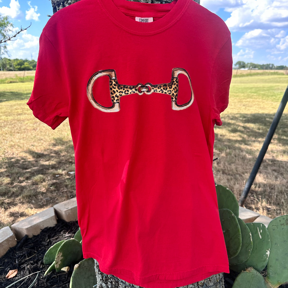 Leopard Bit Tee- Red