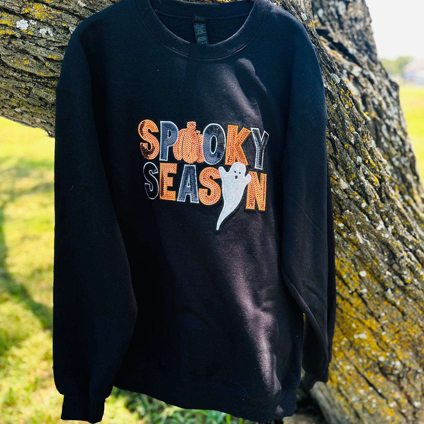 Black Spooky Season Sequin Sweatshirt