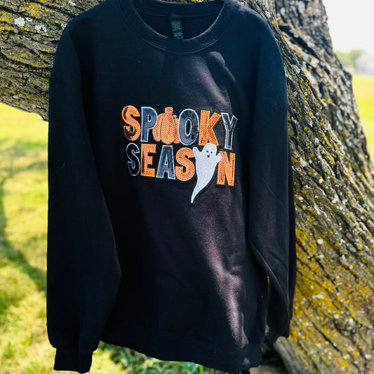 Black Spooky Season Sequin Sweatshirt