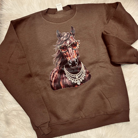 Bay Glam Horse Espresso Sweatshirt