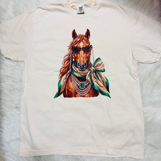 Glam Sorrel Horse with Wild Rag Tee