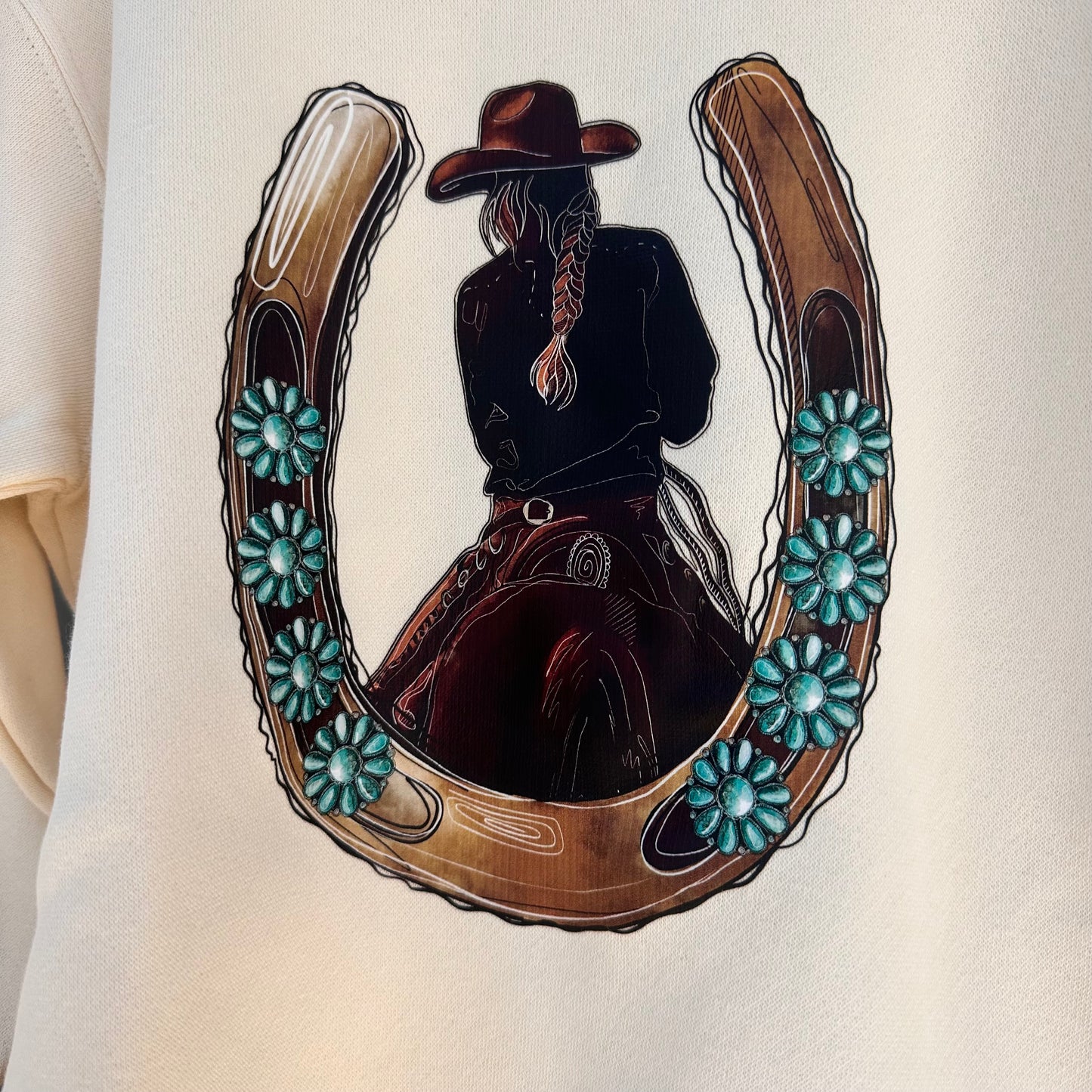 Girls Horseshoe & Cowgirl Sweatshirt