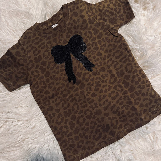 Toddler Leopard & Sequin Bow Tee