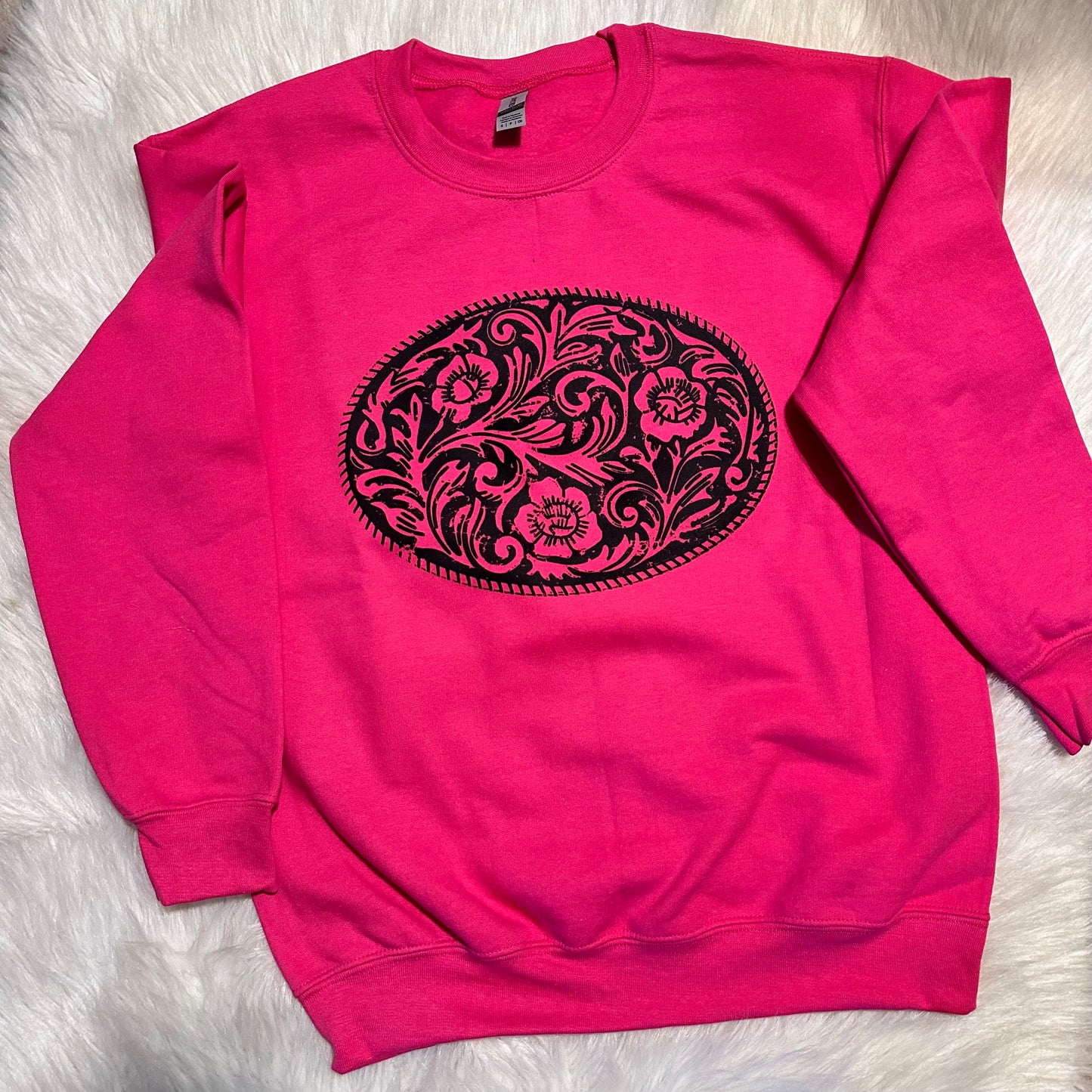 Hot Pink Western Buckle Sweatshirt
