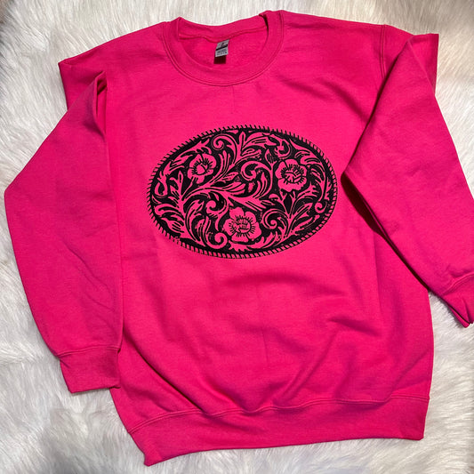 Hot Pink Western Buckle Sweatshirt